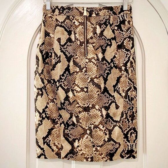 Altuzzara 4 Target Python Print Stretch Cotton Twill Side Slit Pencil Skirt Sz 4 - Picture 7 of 8